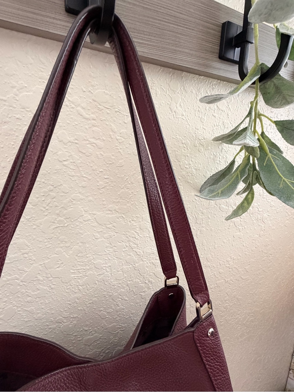 Kate Spade Pebbled Leather Shoulder Tote in Burgundy Wine - Picture 3 of 12